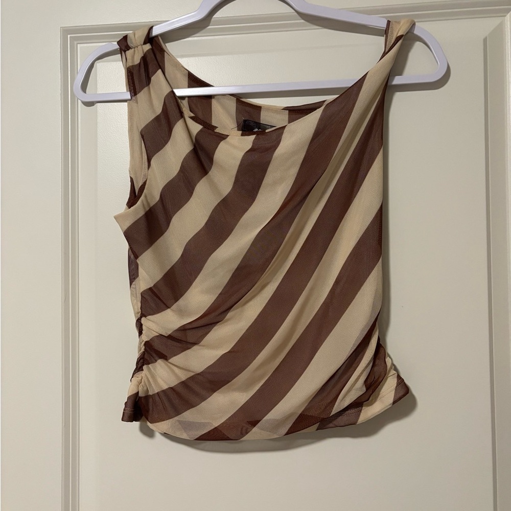 Beige and Brown Striped Blouse